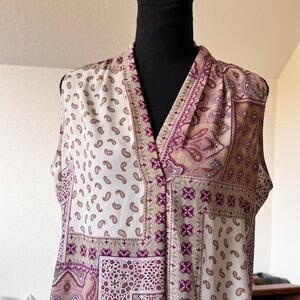 cynthia rowley Sleeveless paisley patchwork flowy tunic sz L whimsical boho